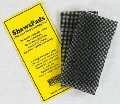 Shaw pads. Keeps ring stains out of toilet. Our 3 toilets look the same as when our house was built over 16 years ago thanks to these!