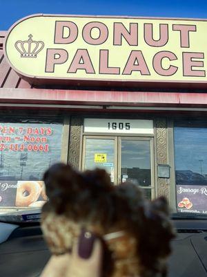 An apple fritter with a hair in it!