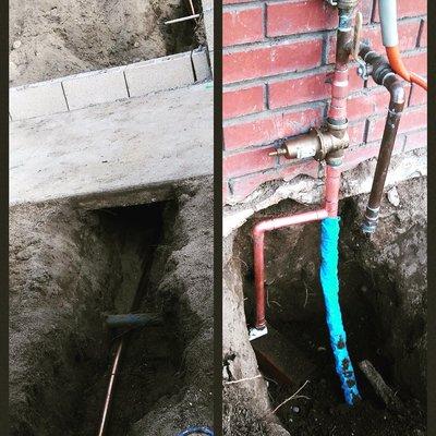 Water main repair-residential remodel-Redlands, CA