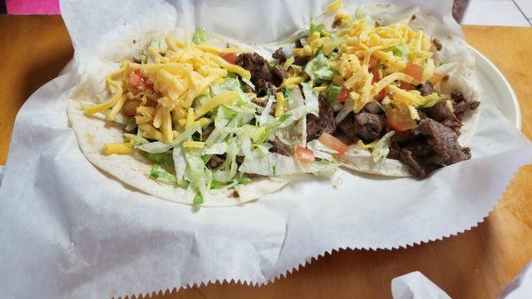 Beef fajita tacos.