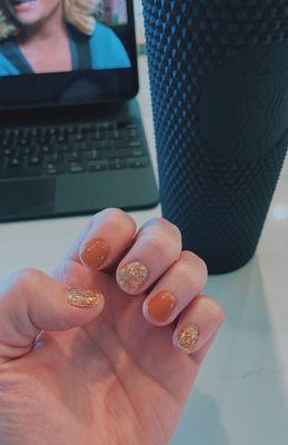 Dip Multi colored nails with glitter by Tracy