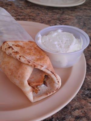 Chicken shawarma with extra garlic sauce