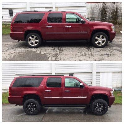 4" lift and a nice set of wheels will change the appearance of any vehicle! Let us help you accomplish the look you are trying to achieve!