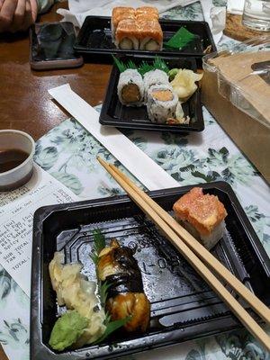 take out order, Sakae roll, spicy girl roll, and others. fast and fresh order via GrubHub