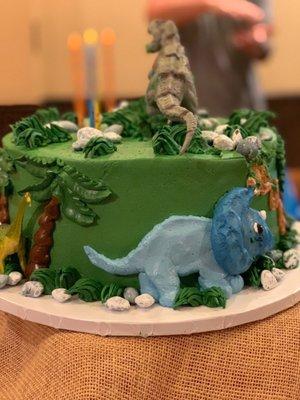 Custom dinosaur cake- $170, 35 servings (messed up during transport) I advise you get DaisyCakes to deliver!