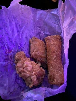 Egg roll and 2 chicken wings- included with dinner combos