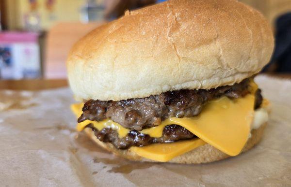 Double cheeseburger with extra cheese.