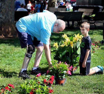 One of our orthotic patients enjoying the town square market.