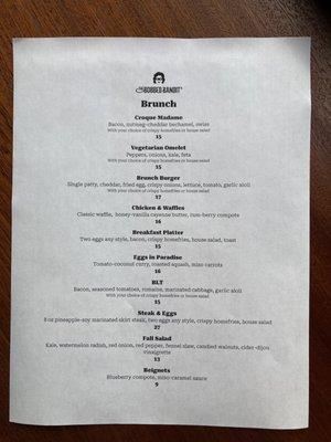 Brunch Menu