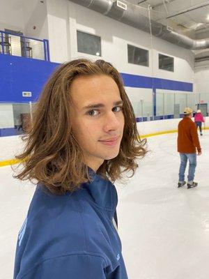 My son ice skating