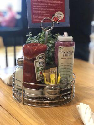 Cute table condiments with plant (things like this make me happy)