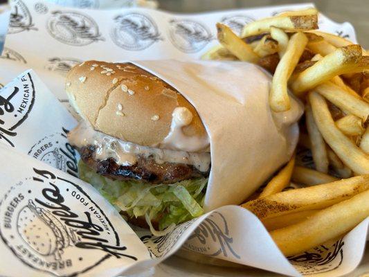 Classic burger and French Fries