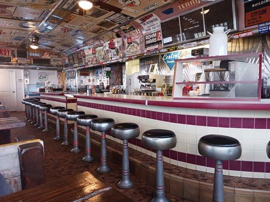 Long counter with stools