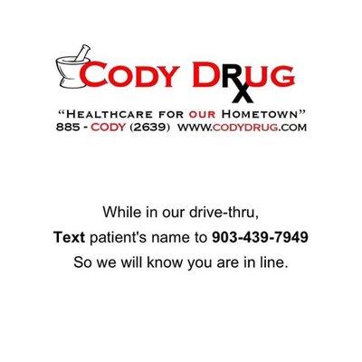 Text us the patient's name to 903-439-7949.