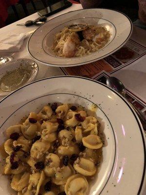 Butternut squash tortellini and stuffed shrimp scampi