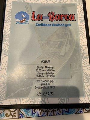 Menu front page