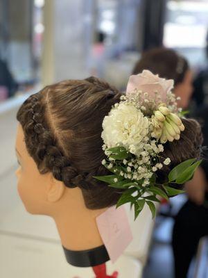 Updo with flowers