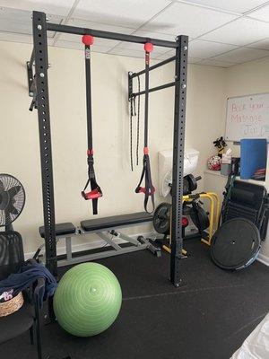 Stretching room with massage table