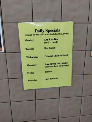 Daily specials