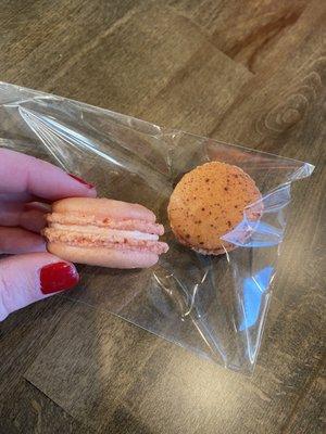 Rose and orange chocolate macaron