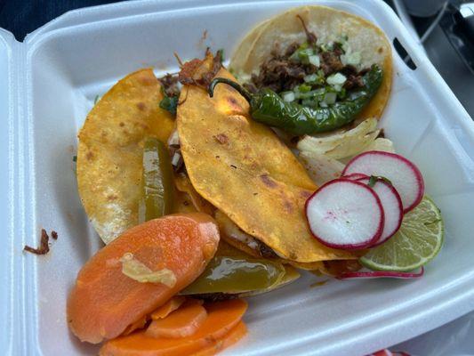 Birria tacos & a carne asada taco