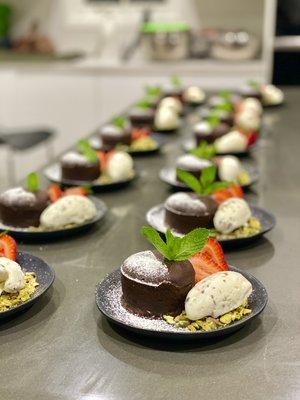 Chocolate Fondant with Pistachio Ice Cream