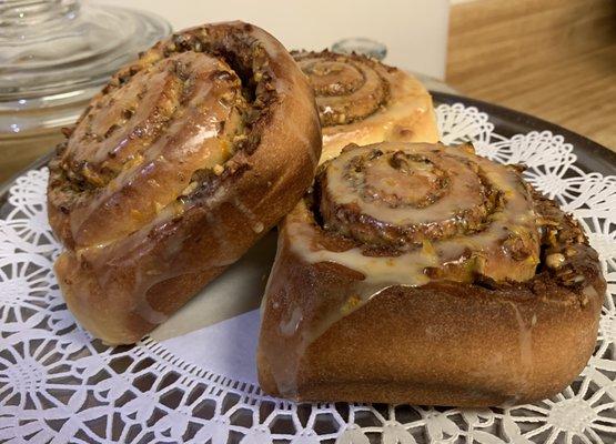 Pistachio Cardamom Bun with Orange Glaze