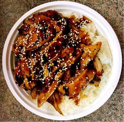 Chicken teriyaki with white rice!