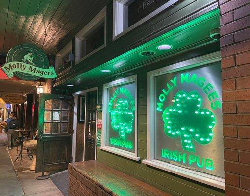 Pub front at night