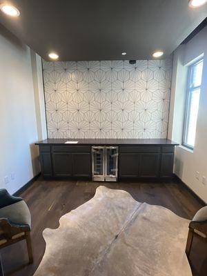 Tile wall/cabinets install