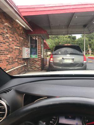 going through the drive through.