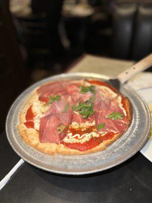 Quattro Formaggi pizza with added prosciutto