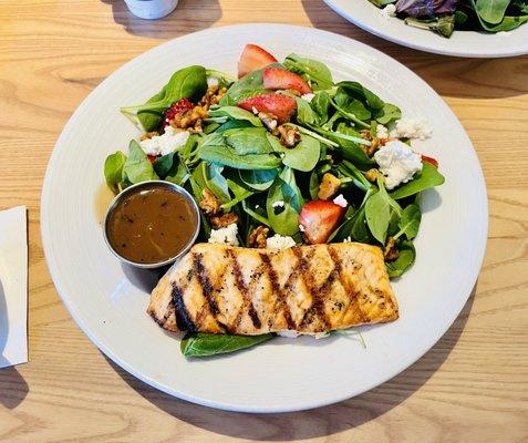 strawberry and goat cheese salad, add grilled salmon