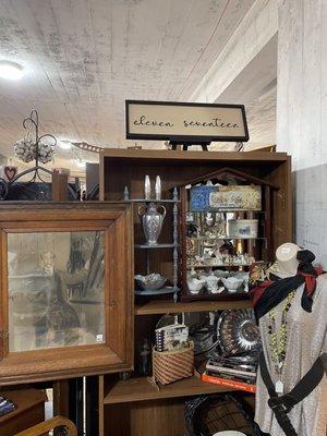 Antiques, collectibles, vintage art, glass and furniture.