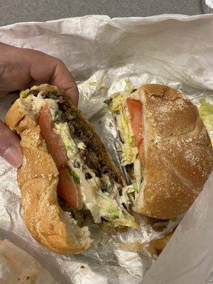 Steak and Cheese "Sabor Latino" Sandwich