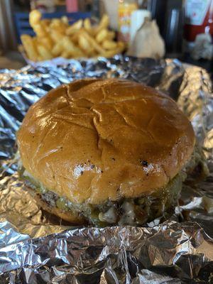 The Local Green Chili Burger!  Hands down, the best burger you'll ever eat!  And don't forget THE fries! So so good!