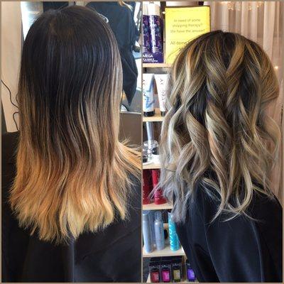 Before and after ash blonde hair transformation by Victoria!