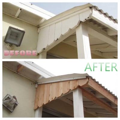 We can replace your termite damaged wood like for like.  Check out this custom front porch we replaced.