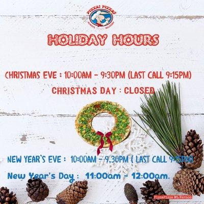 Holiday hours 2020