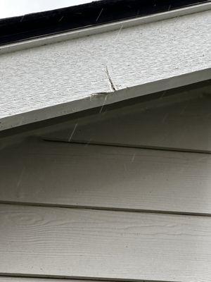 Damage to the side of my house from the flashing falling off my roof during installs.