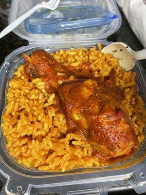 Jollaf Jollof Rice with stew chicken