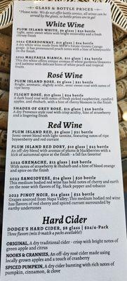 Tasting notes for their wines and ciders