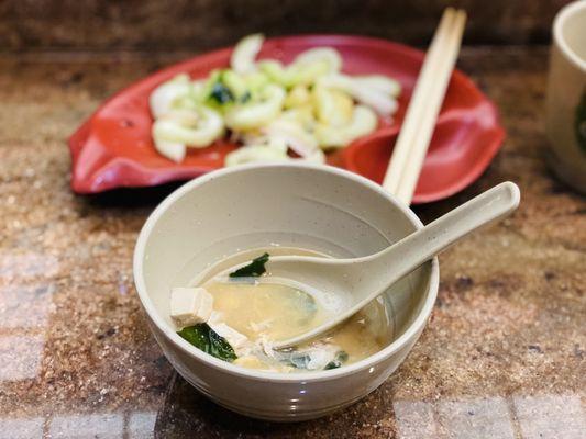 Miso soup & cucumber salad. Moi faves.