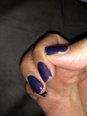 You can clearly see how see through the gel nails are when it's a dark color and should have full coverage.