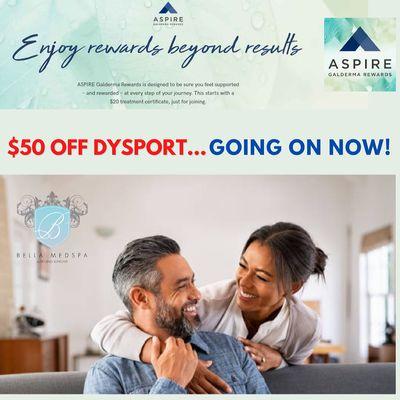 Call (413)562-3552 to learn more about Aspire Rewards!
#dysport #aspirerewards #frownlines #drschacher #BellaMeBeautiful