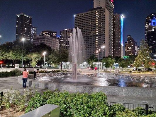 Ground fountains adjacent to Pacific Ave