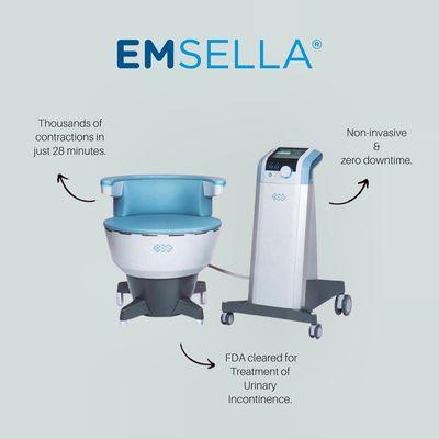 Emsella is the worlds first and only FDA approved, non-invasive treatment for urinary incontinence and improved intimate wellness.