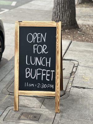 We are open lunch buffet