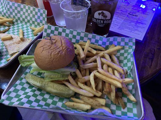 Burger and fries. Amazing burger! And so many fries!!