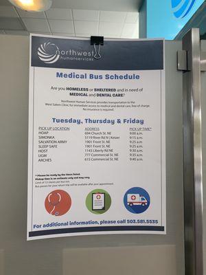 Medical Bus Schedule